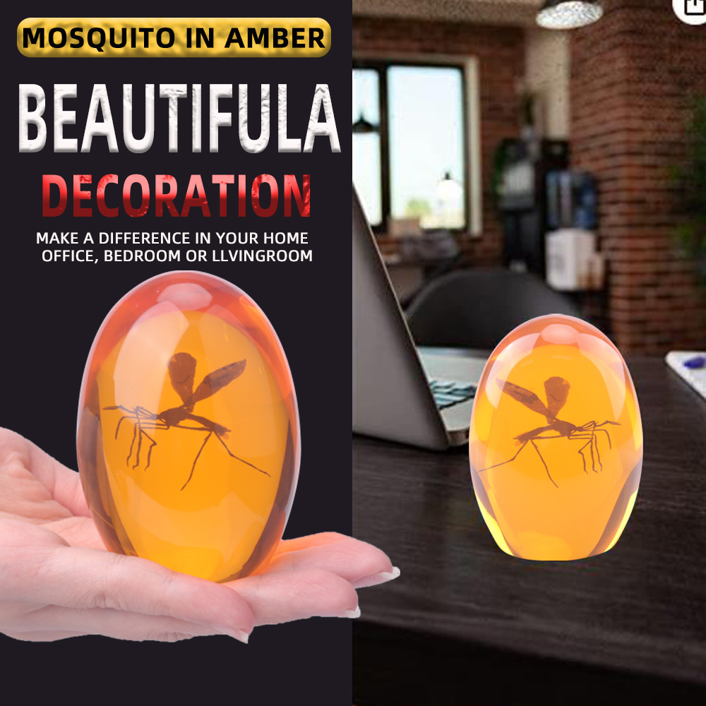 custom resin crystal specimen embedded 3D mosquito paperweight from Jurassic park