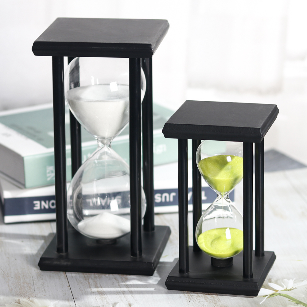 Custom White/ Black Wood Frame 5/10/15/20/30 Minute Hourglass Sand Clock Timer For Cooking/Office/Restaurant