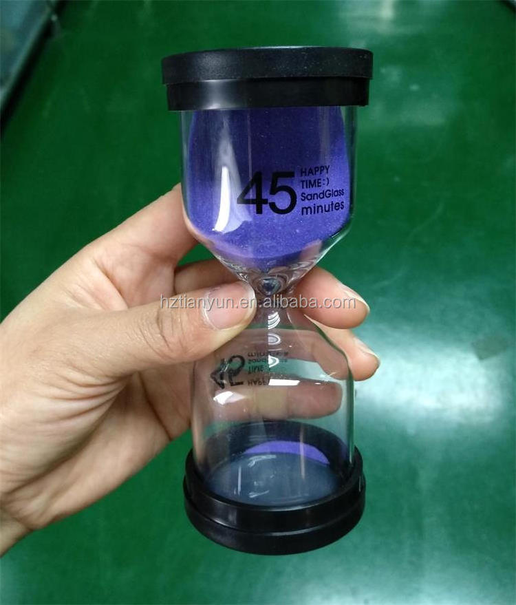 Factory Hot Sale Customized  Black Cover Plastic Hourglass Sand Timer egg timer clock 1 minute to 24 Hours sand clock