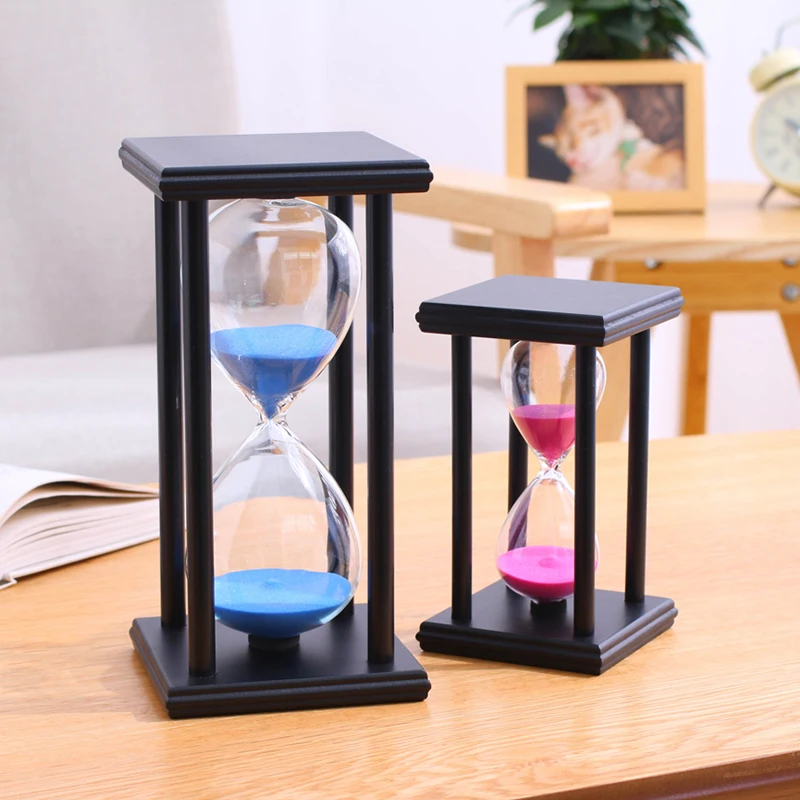 Custom White/ Black Wood Frame 5/10/15/20/30 Minute Hourglass Sand Clock Timer For Cooking/Office/Restaurant