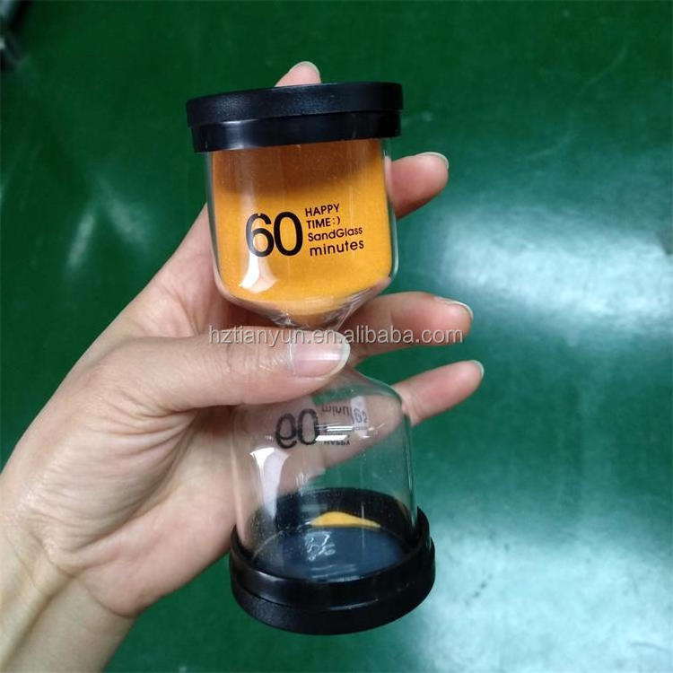 Factory Hot Sale Customized  Black Cover Plastic Hourglass Sand Timer egg timer clock 1 minute to 24 Hours sand clock