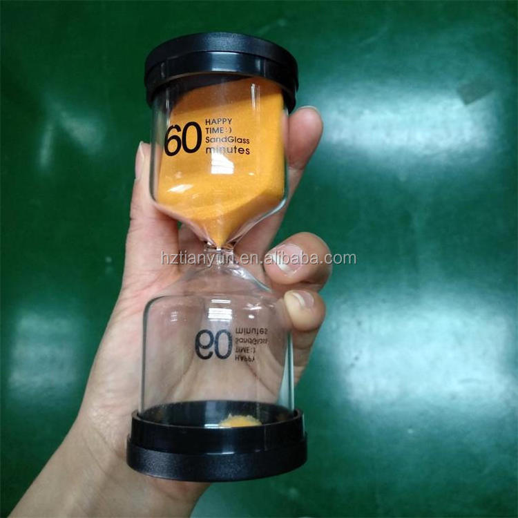 Factory Hot Sale Customized  Black Cover Plastic Hourglass Sand Timer egg timer clock 1 minute to 24 Hours sand clock