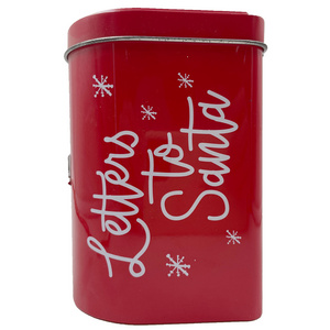 Hot Sale red Color Small Mini Christmas mailbox bucket Metal Cans gift Packaging with Lid Tin Boxes Tin Container