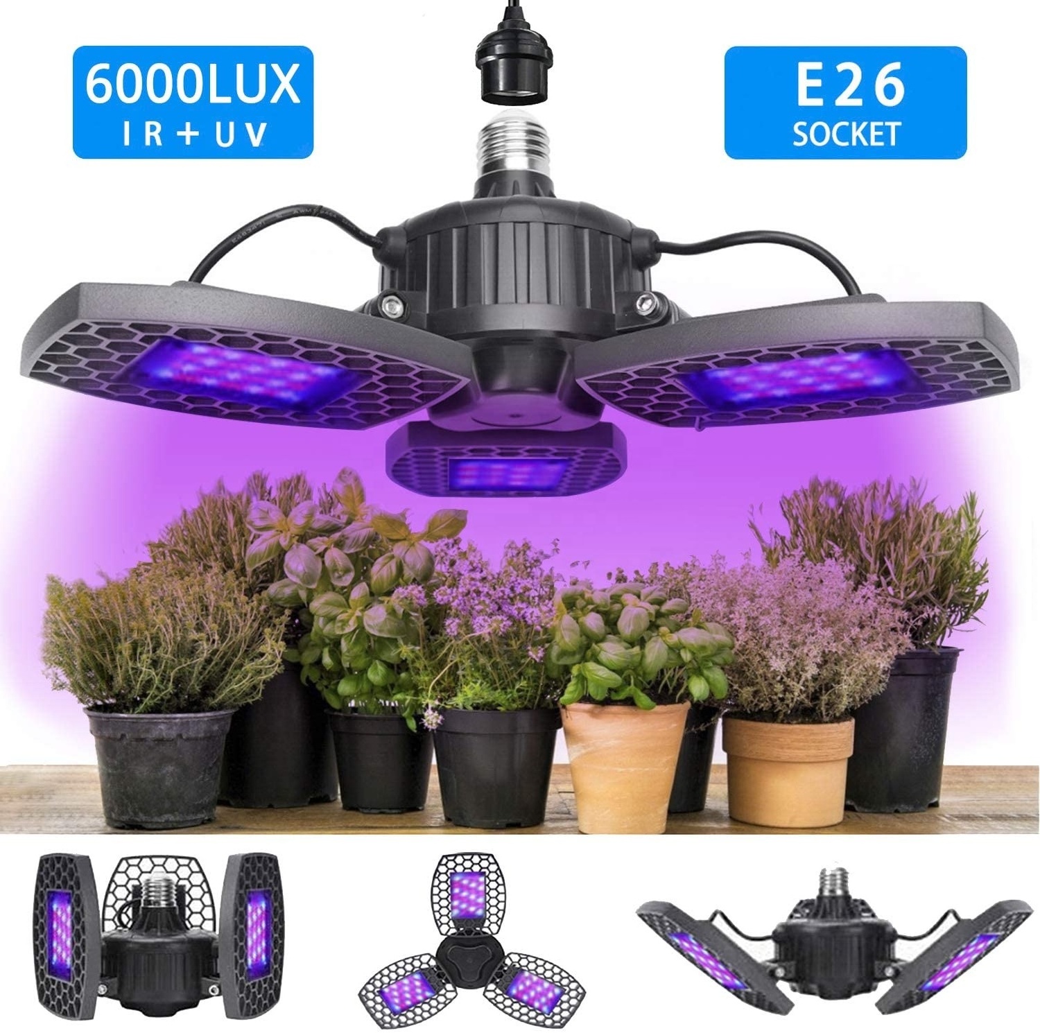 Full Spectrum Purple and Blue Plant Lamp 80w LED Grow Light for Indoor Plant volt led grow light