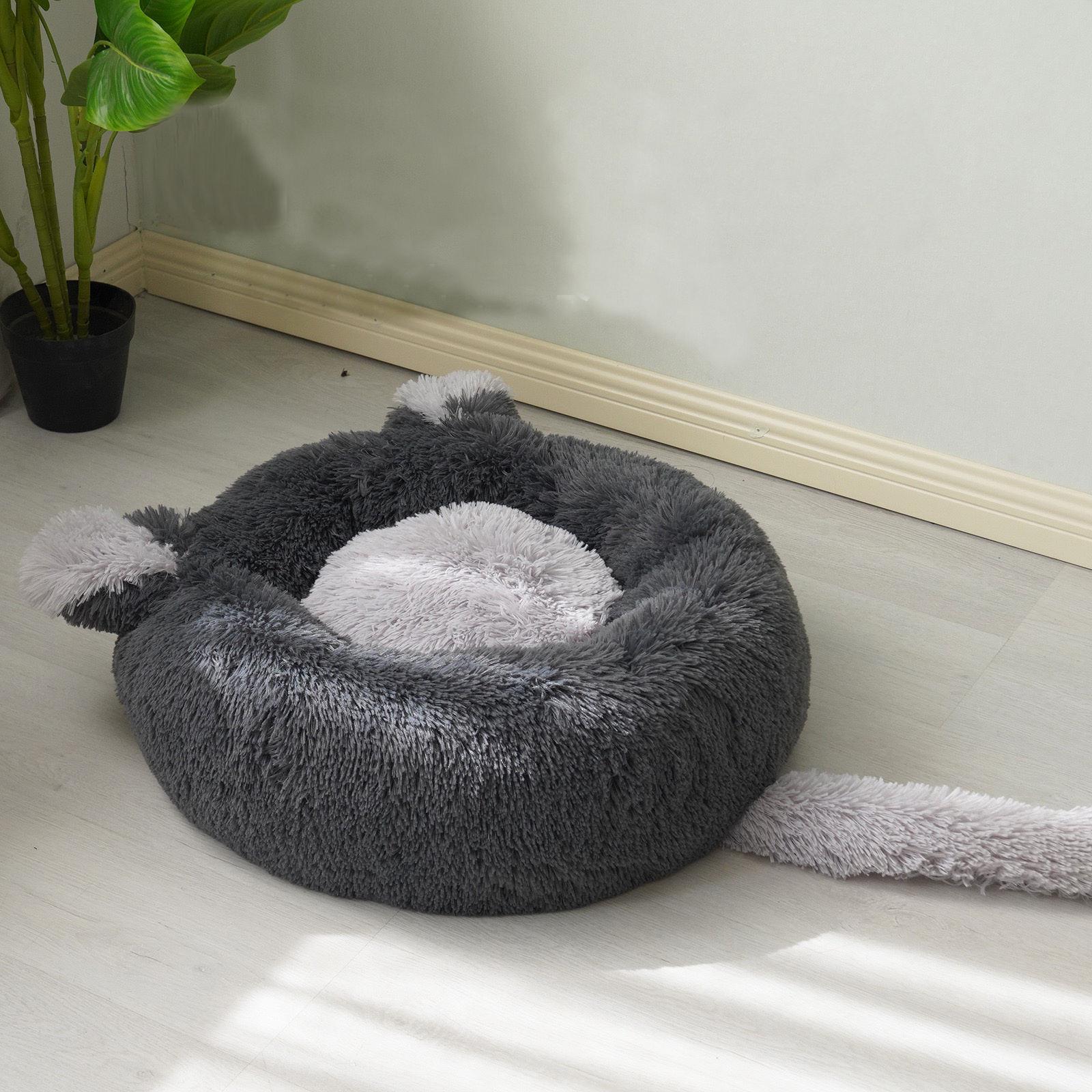 Luxury Long Plush Cat Self Warming Giant Cat Shaped Bed