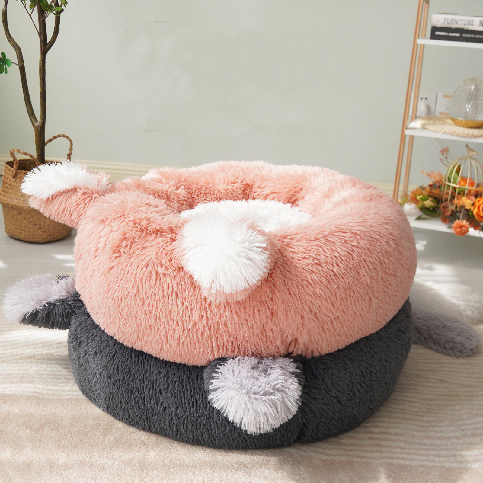 Luxury Long Plush Cat Self Warming Giant Cat Shaped Bed