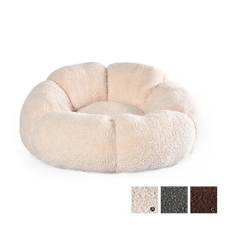 Natural High Quality Flower Boucle Fabric Couch Pet Cat Bed