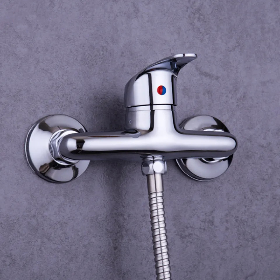 TMOK Single Zinc Handle Hole Wall Mount Brass Mixer Shower Faucet