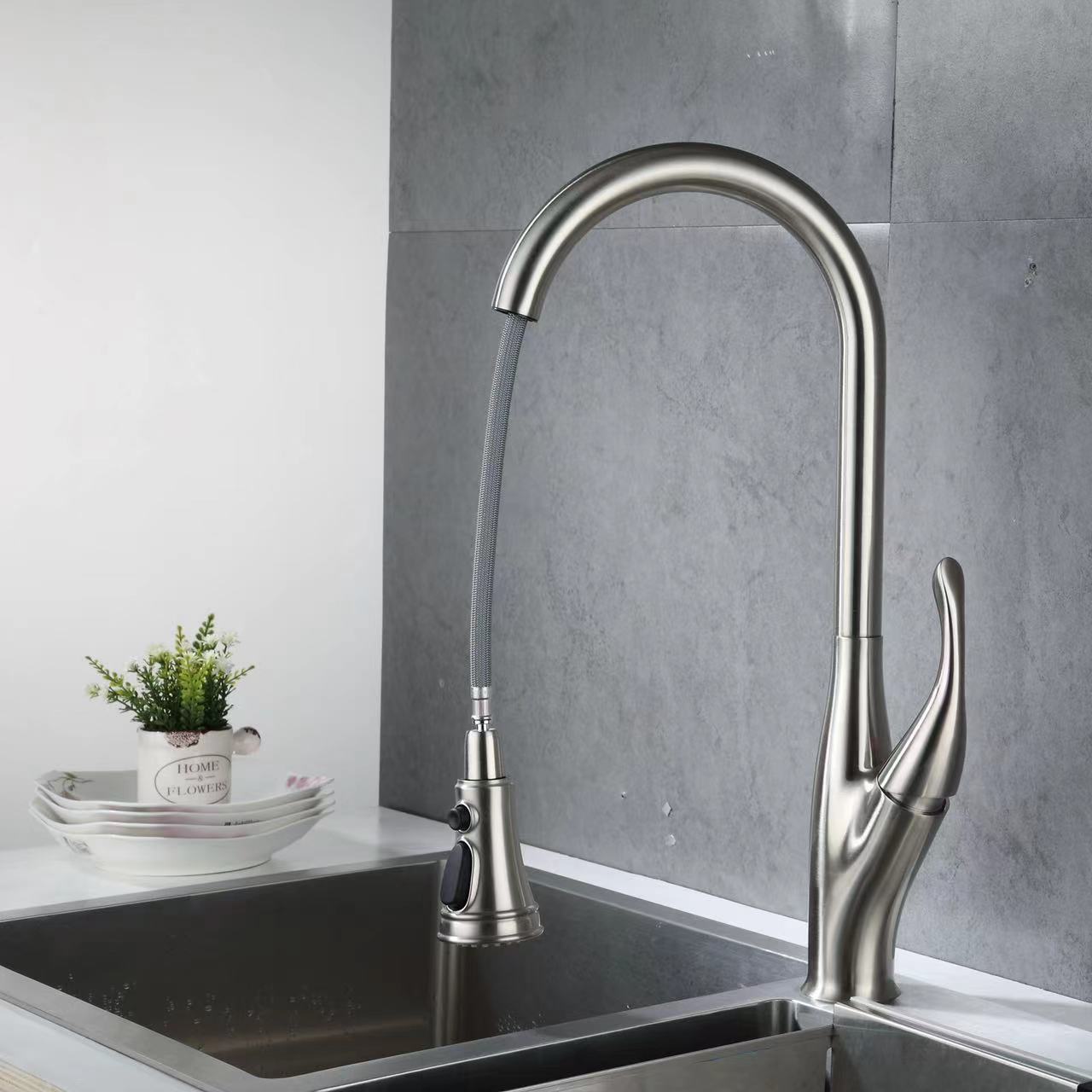 TMOK High Quality Pull Out Down Sink Mixer Faucet Water Tap for Kitchen Bathroom