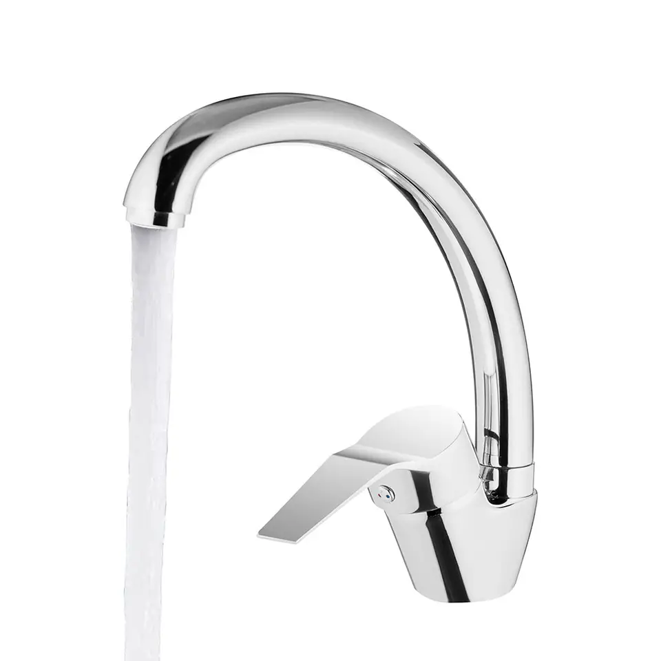 TMOK Wholesale Modern Single Hole Brass Gooseneck Kitchen Basin Water Faucet for Bathroom