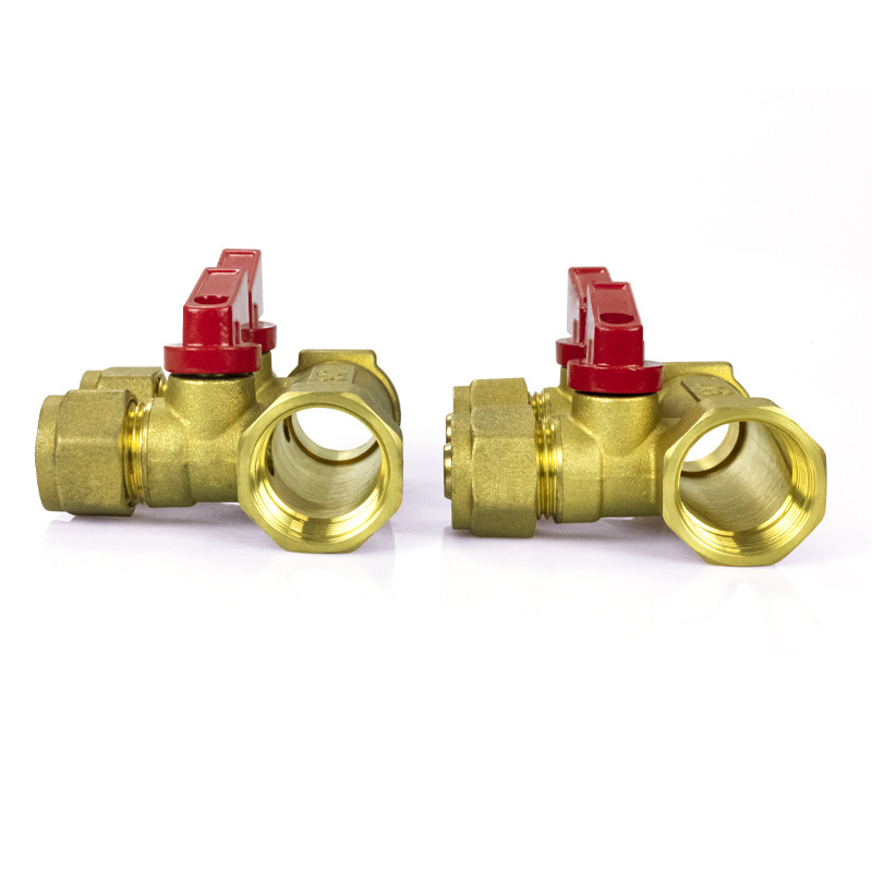 TMOK Plumbing Heating System Copper Brass Pex Pipe 2 Way Water Manifold with Valve