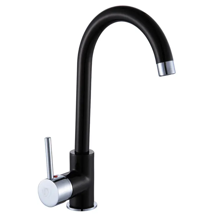 TMOK Sanitary Ware Steel Single Handle Brass Copper Black Sink Tap Faucet for Kitchen