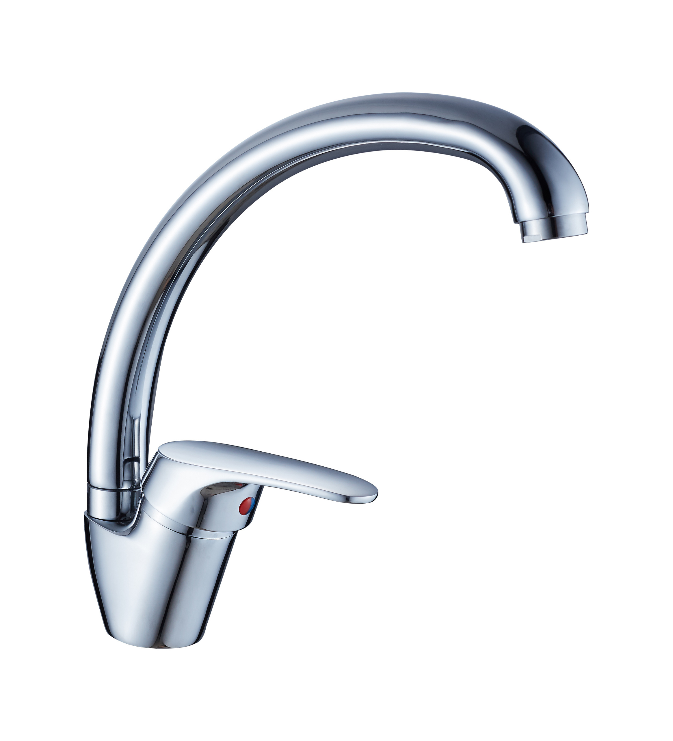 TMOK Goose Neck Deck-mounted Lever Kitchen Faucet Mixer Single Handle for Kitchen Sink