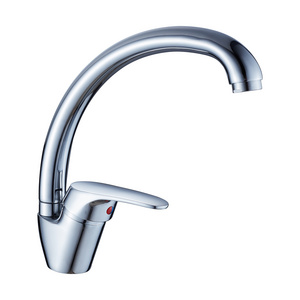 TMOK Goose Neck Deck-mounted Lever Kitchen Faucet Mixer Single Handle for Kitchen Sink