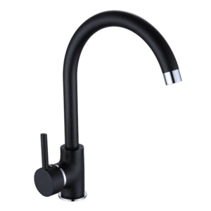 TMOK Sanitary Ware Steel Single Handle Brass Copper Black Sink Tap Faucet for Kitchen