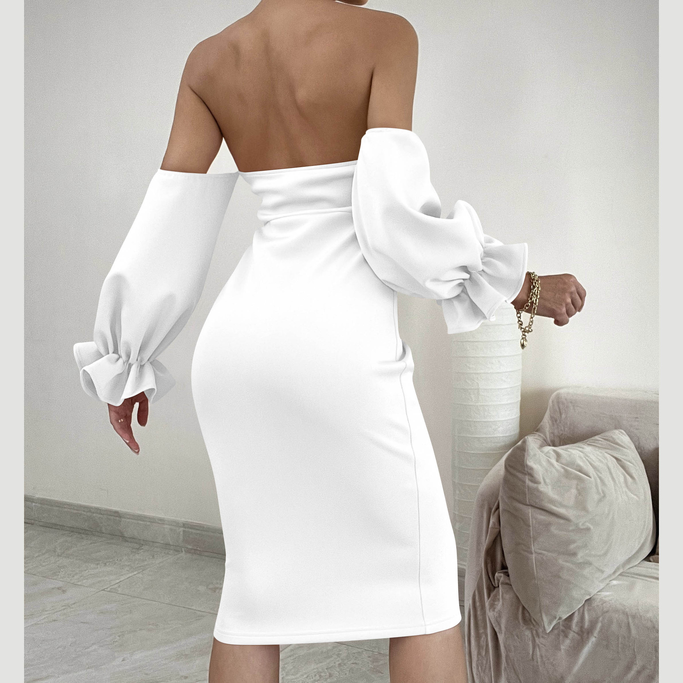 New design high waisted off shoulder bodycon ruffles dresses women lady elegant party dress