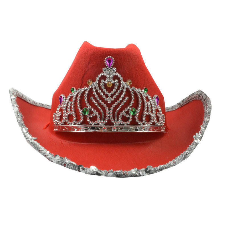 Cheap Party Hat Big Crown Decorated Hard Cowboy Fedora Festival Hats & Party Caps