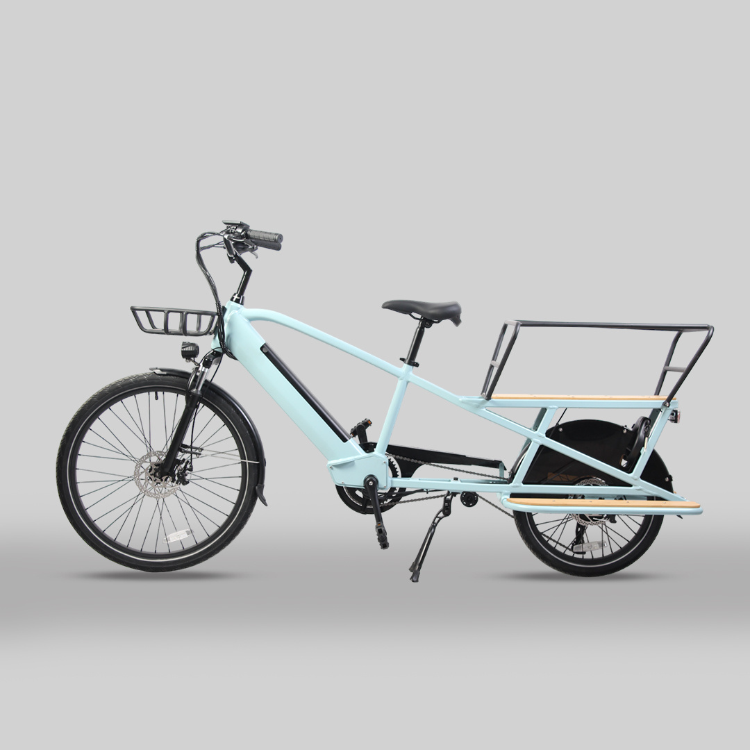 ebike cargo long tail cargo electric bike 48V250W rear motor front tire 26'' and rear tire 20''