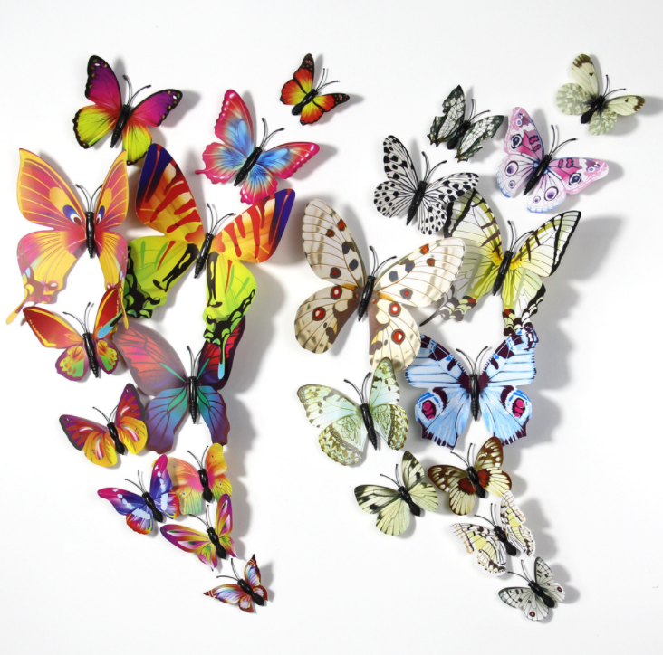 High Quality PVC 3D Butterfly Wall Sticker Butterfly Bedroom Decoration Stickers