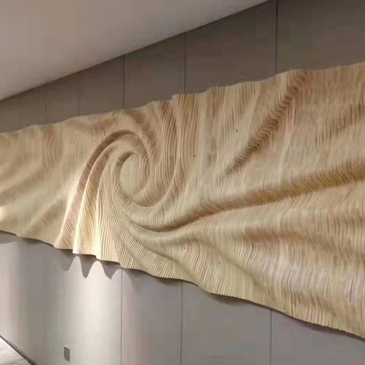 Luxury Art Design Interior Corridor Rotating 3d Decor Wood Wall Panel Feature Decorative Wood Wall Panels