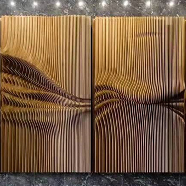 Other wall panel design art wall decoration wave textured antique 3d curved wood wall panels