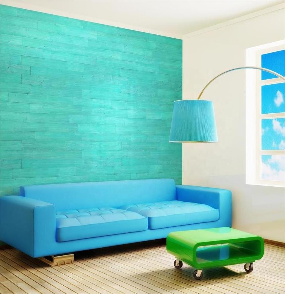 Hot Sale Decoration Wood Self-adhesive Panels Green Blue Wall Peel And Stick Wallpaper