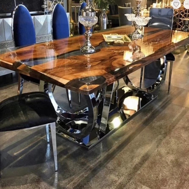 Europe style luxury design epoxy table dining room wood epoxy resin dining table epoxy table