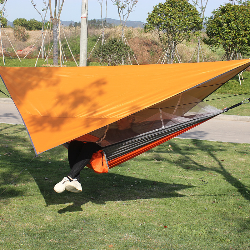 Custom Camping Hammock Set Portable lightweight nylon parachute Outdoor hammock with rain fly cover