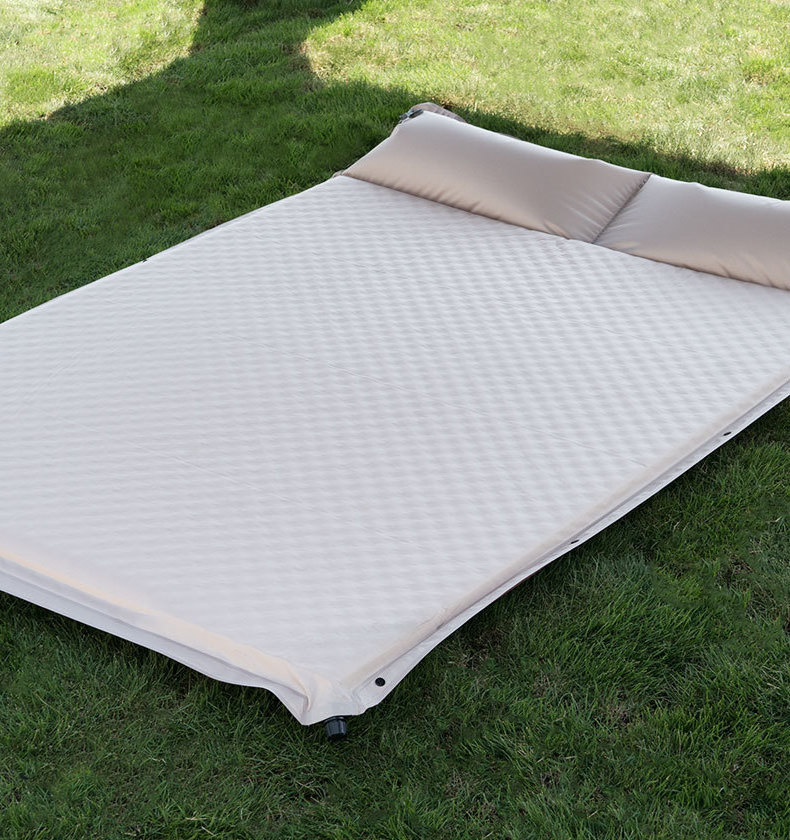 Outdoor self inflatable sleeping mat with thick spongy mattress tent mattress with pillow camping sleeping mat