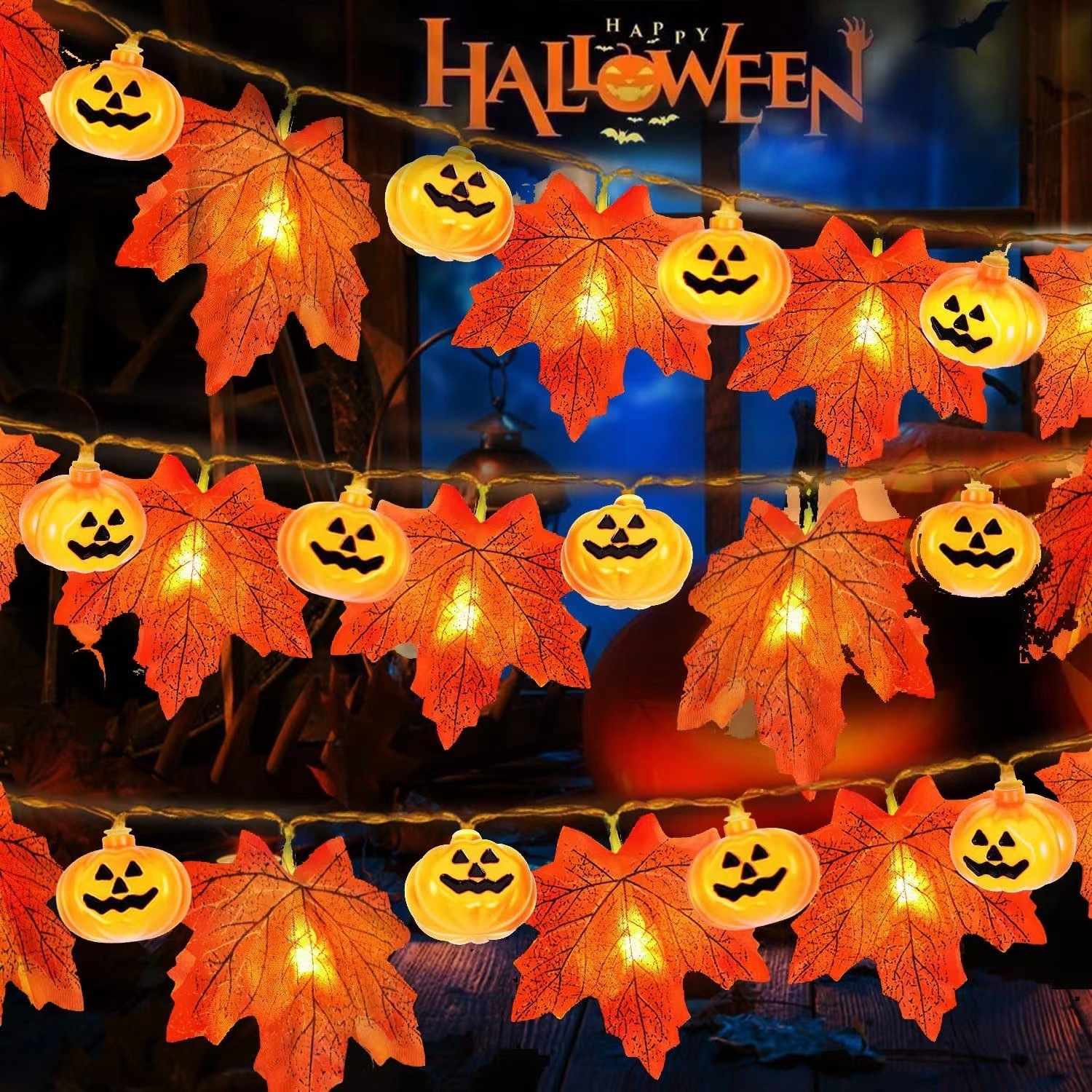 Maple leaf light string Solar festival indoor and outdoor courtyard wedding decoration Christmas Halloween LED light string