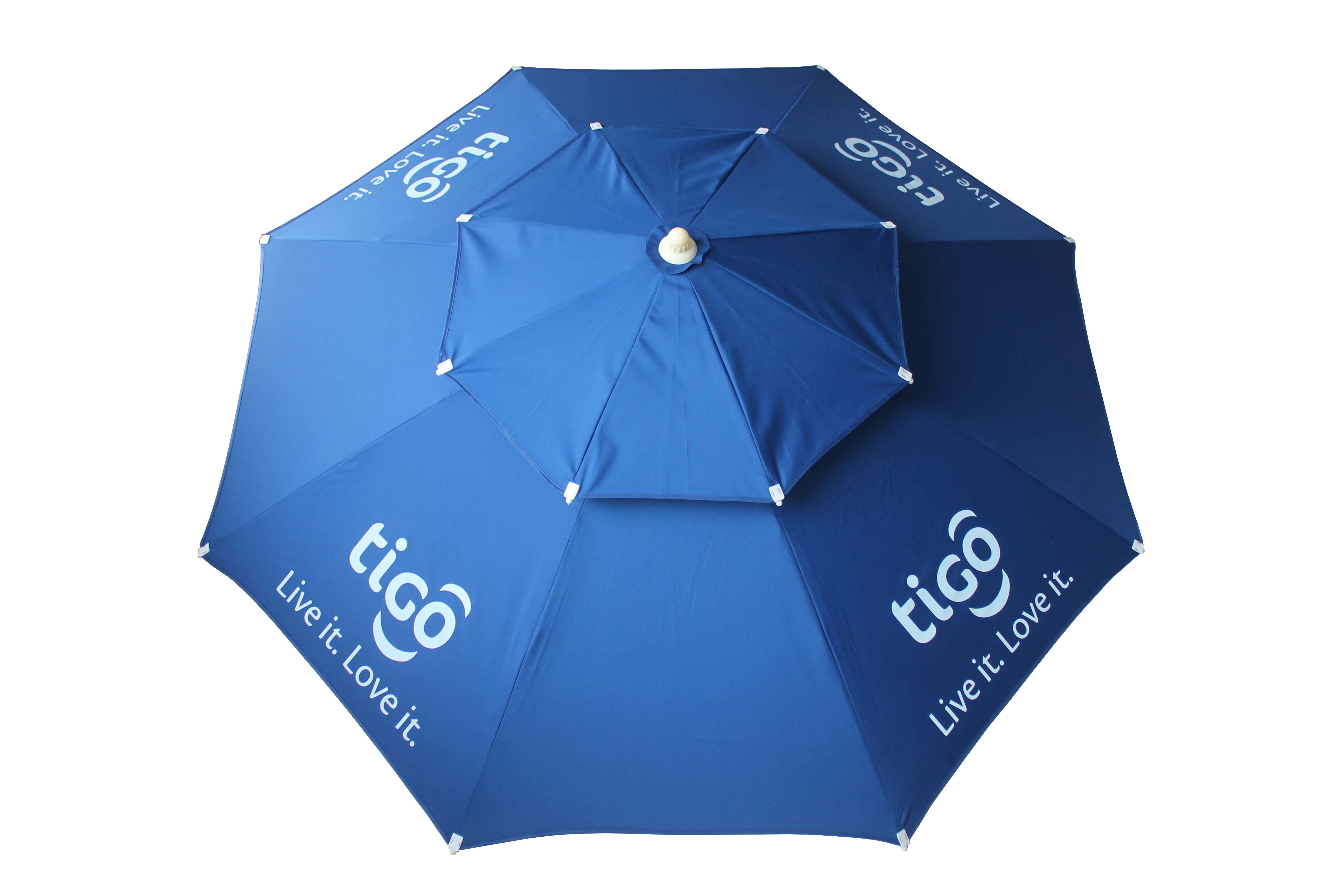 Tigo Telecom beach umbrella fiberglass frame patio parasol umbrella