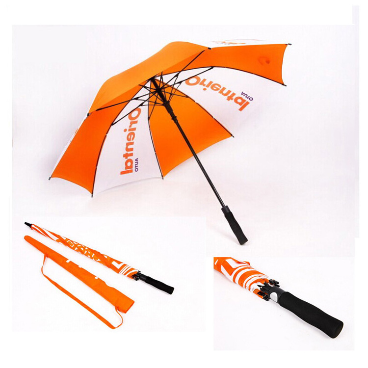 30 inch bright colored golf umbrella, foam handle orange and white golf umbrella