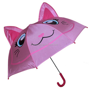 18"x 8 panels animal Kids Umbrella 2024 new lovely cat umbrella,children cat umbrella with ear