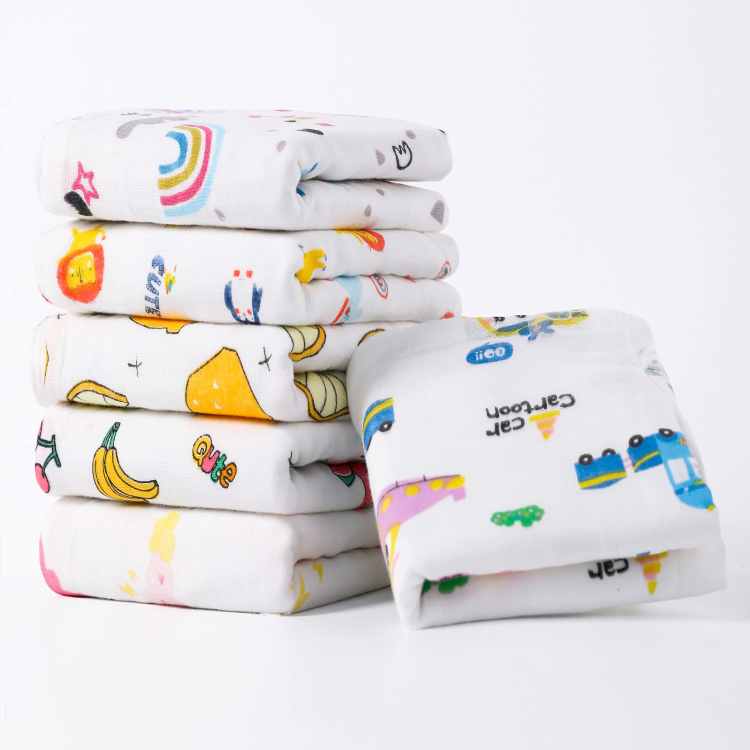 Stock Baby Muslin Burp Cloths Baby Wash Cloths with Sensitive Skin 6 Layer Cotton Face Towels Baby Bath Towel