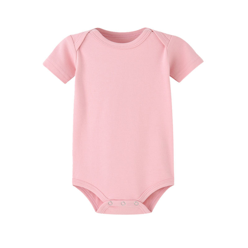 In Stock Soft Organic Cotton Solid Color Bodysuits Short Sleeve One-Piece Baby Clothes Unisex Onesies Romper for Boys Girls