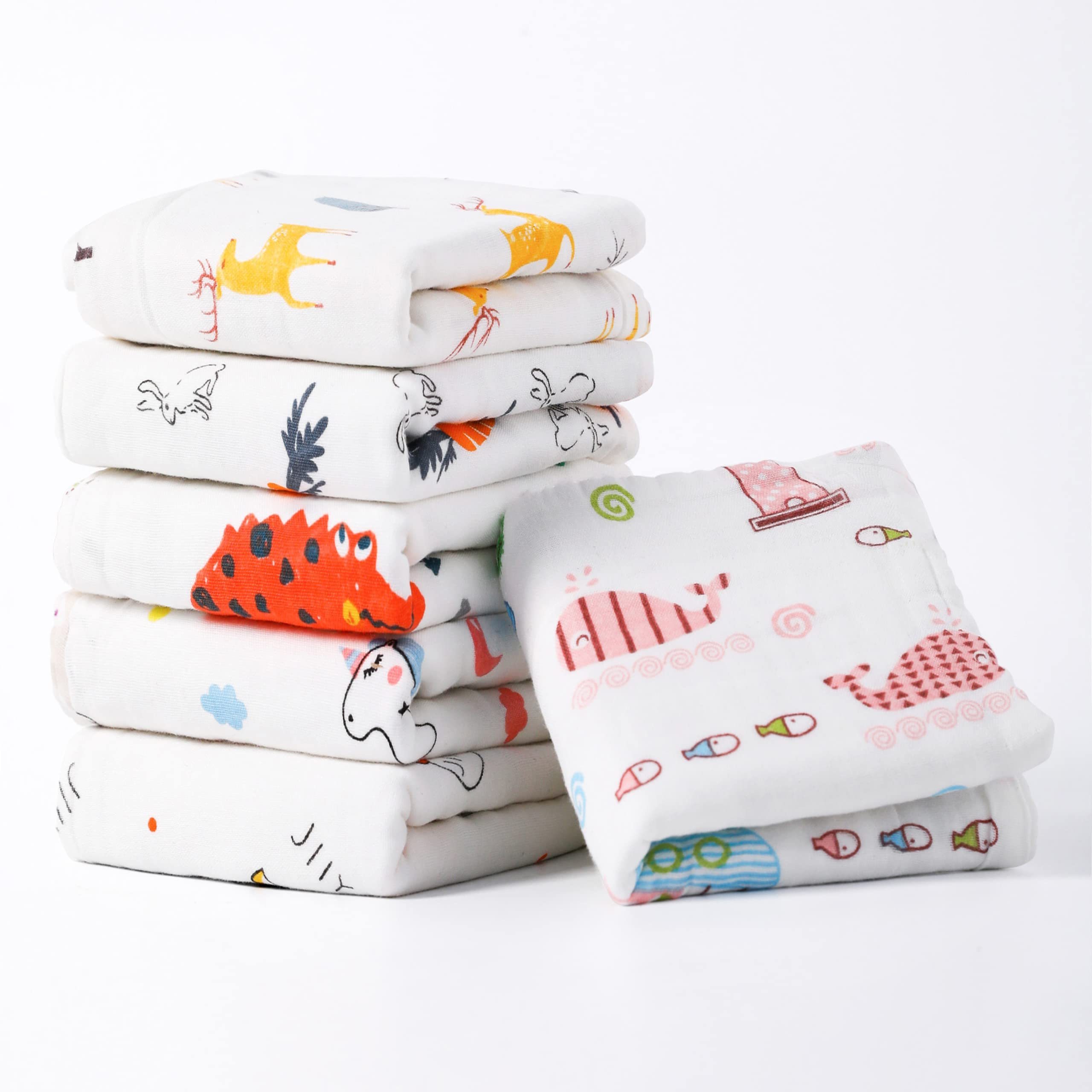 Stock Baby Muslin Burp Cloths Baby Wash Cloths with Sensitive Skin 6 Layer Cotton Face Towels Baby Bath Towel