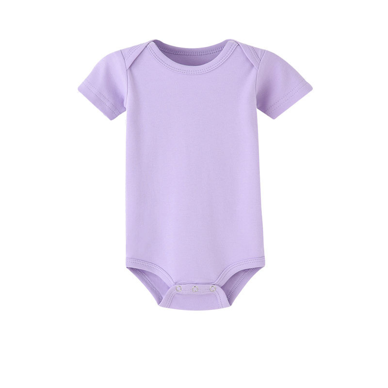 In Stock Soft Organic Cotton Solid Color Bodysuits Short Sleeve One-Piece Baby Clothes Unisex Onesies Romper for Boys Girls