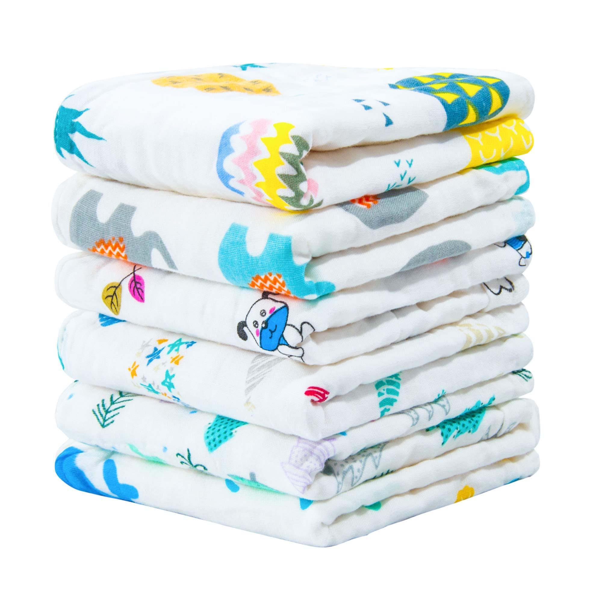 Stock Baby Muslin Burp Cloths Baby Wash Cloths with Sensitive Skin 6 Layer Cotton Face Towels Baby Bath Towel