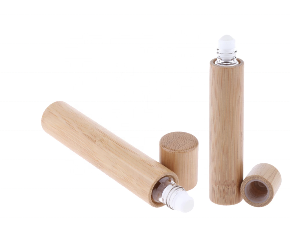 Bamboo essential oil roll on perfume bottle