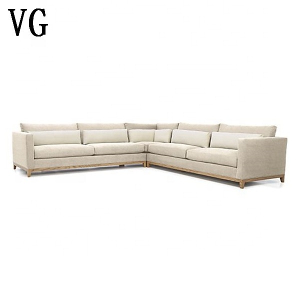 Modern style wooden sofa set designs latest home living room furniture L shape sectional sofa