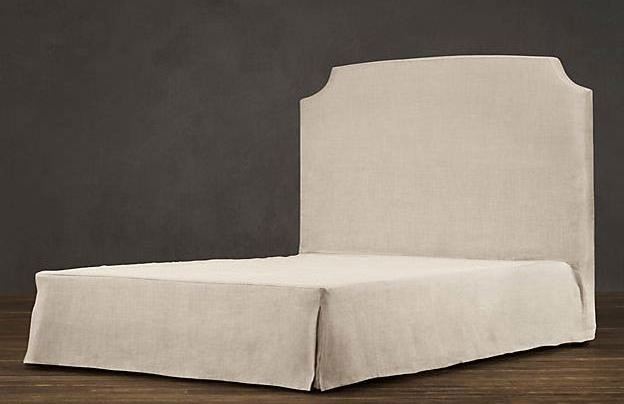 French style upholstered oak wooden fame fabric bed double king queen size bed