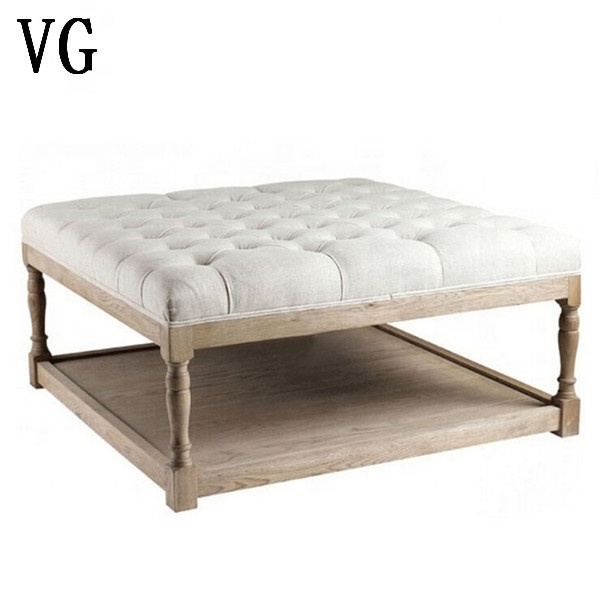 French rustic hotel lobby and home furniture coffee table storage ottoman,nigh club tea table