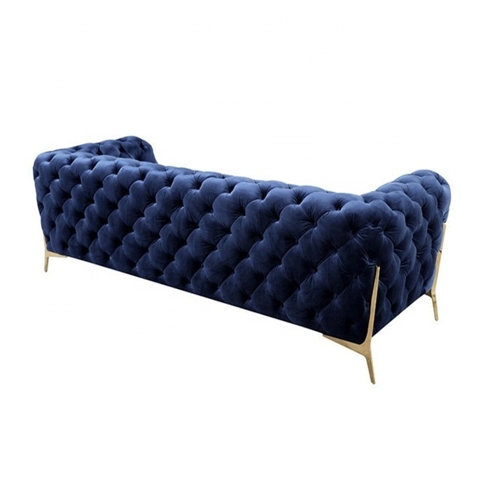 commercial sofa New velvet tufted couch blue velvet sectional sofa living room furniture/living room sofas