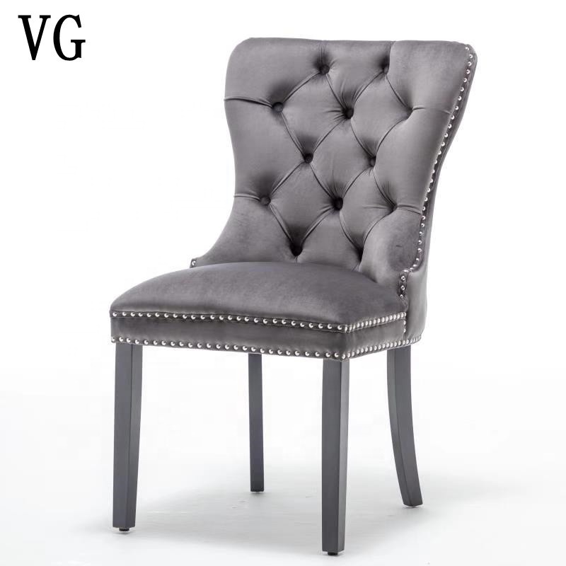 European Hot sale wholesale Popular velvet dining chairs back with button chairs for restaurant