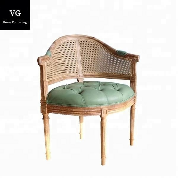 American country dinning room furniture antique upholstered vintage rattan wood dinning chairs with arms