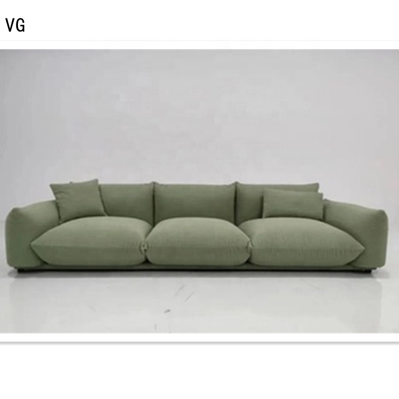 European style sofa leisure recline sofa set light green velvet fabric 3 seater upholstered living room sofa