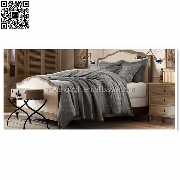 Hot sale solid wood double size bed good quality modern soft and comfortable linen fabric bed