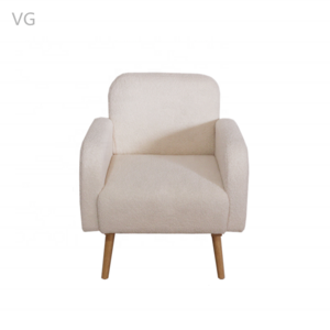 New modern design white teddy fabric leisure lounge chair wooden frame living room chaise accent chair