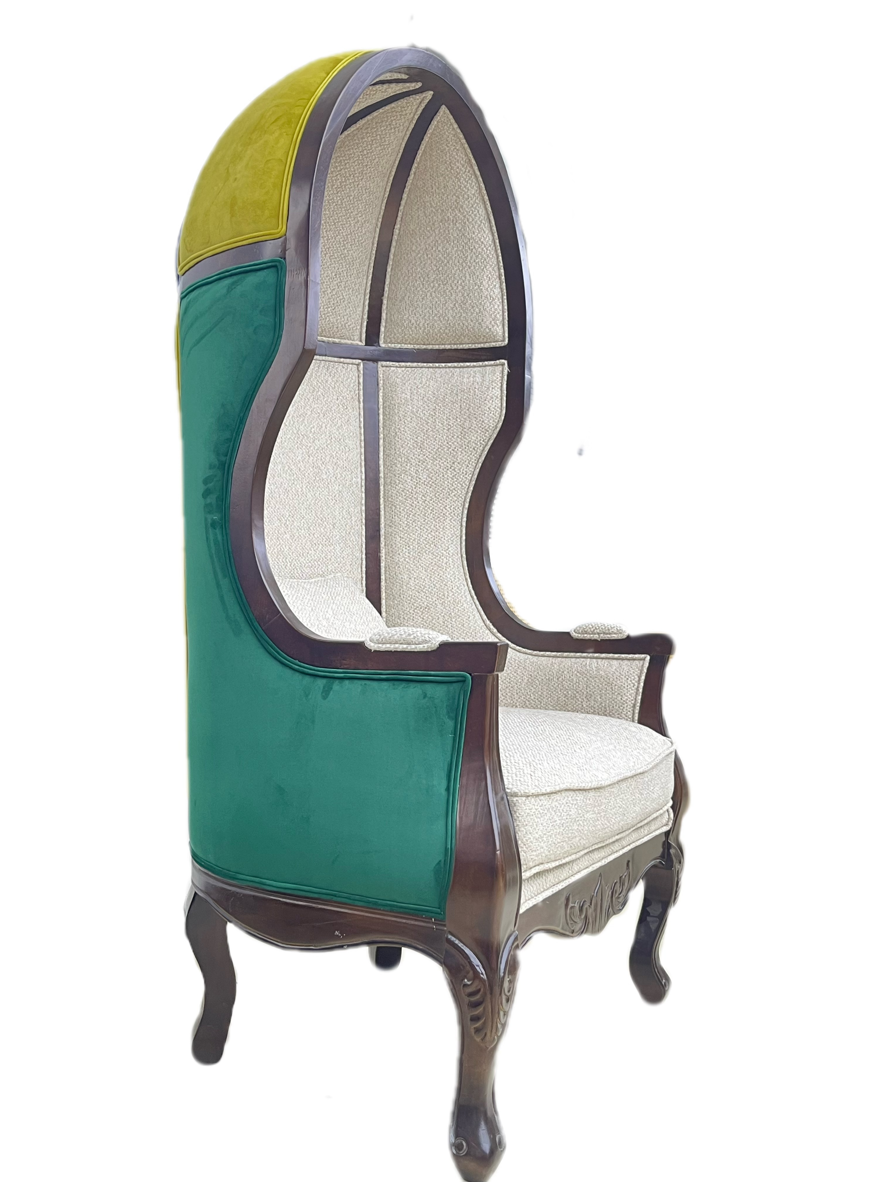 Antique Upholstered  chair Solid wood Patchwork color fashion Leisure Lounge Chair/fiberglass birdcage chair