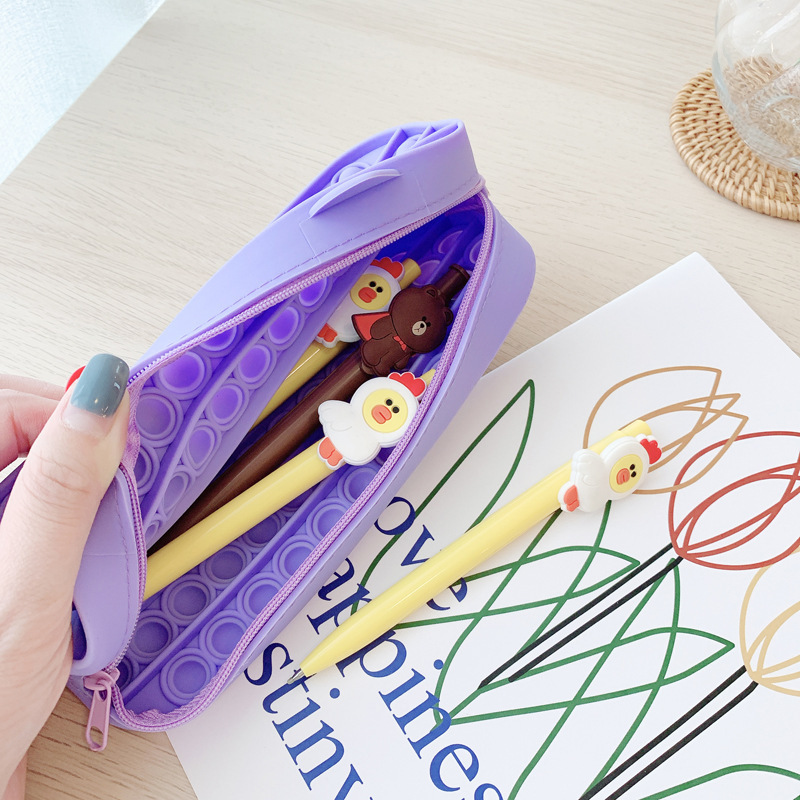 Silicone Bubble  Stationery Storage Bag Large Capacity Fidget Pencil Case Silicone Pencil Case